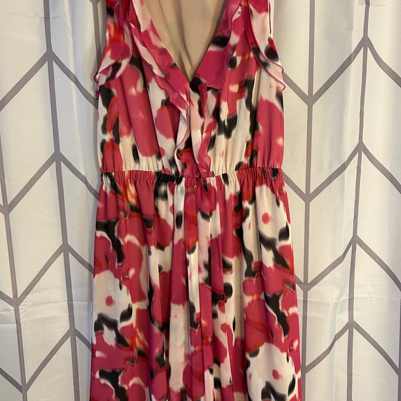 LOFT Vibrant Pink and Black Maxi Dress - Picture 1 of 2